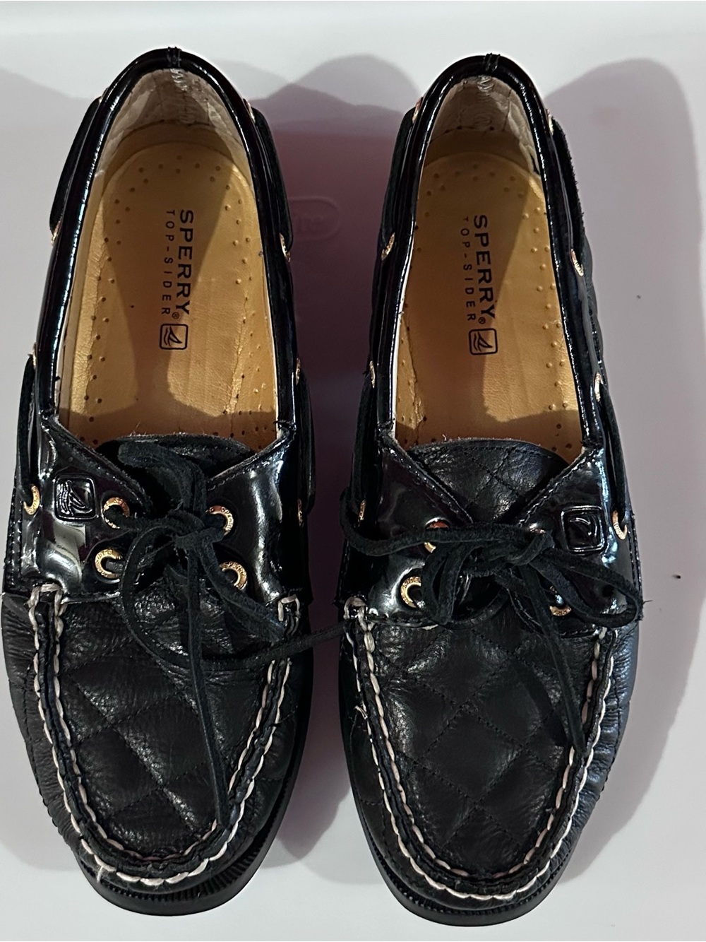 Sperry Black Leather Boat Shoes - women's size 7 Top-Sider